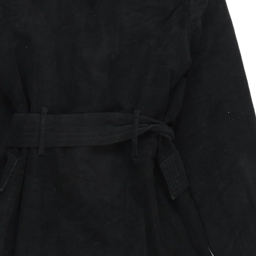Jane Norman Womens Black Trench Coat Coat Size 12 Button