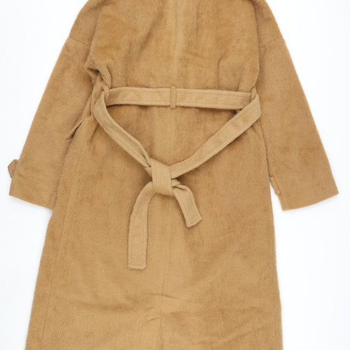 Missguided Womens Brown Overcoat Coat Size 8 Tie