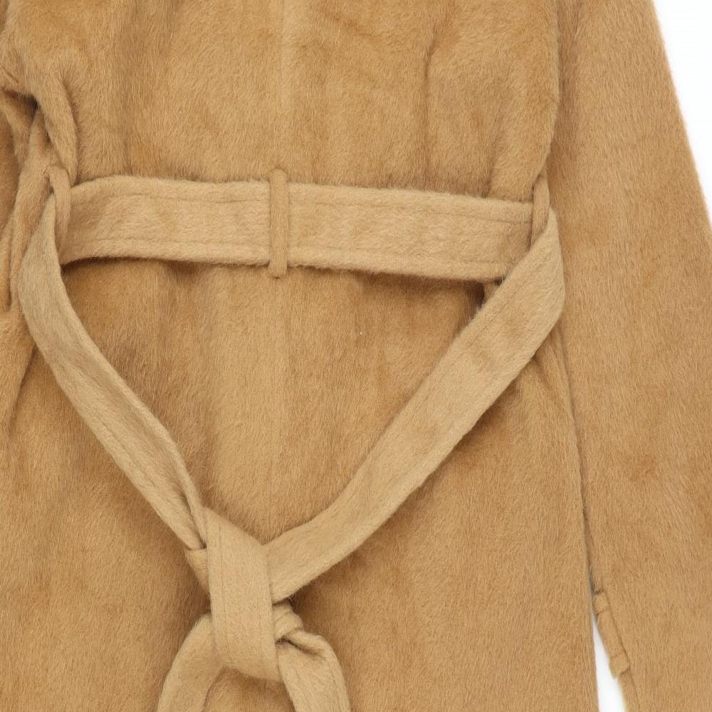 Missguided Womens Brown Overcoat Coat Size 8 Tie