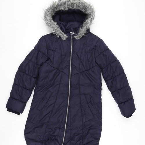 Debenhams Girls Blue Parka Coat Size 11-12 Years Zip