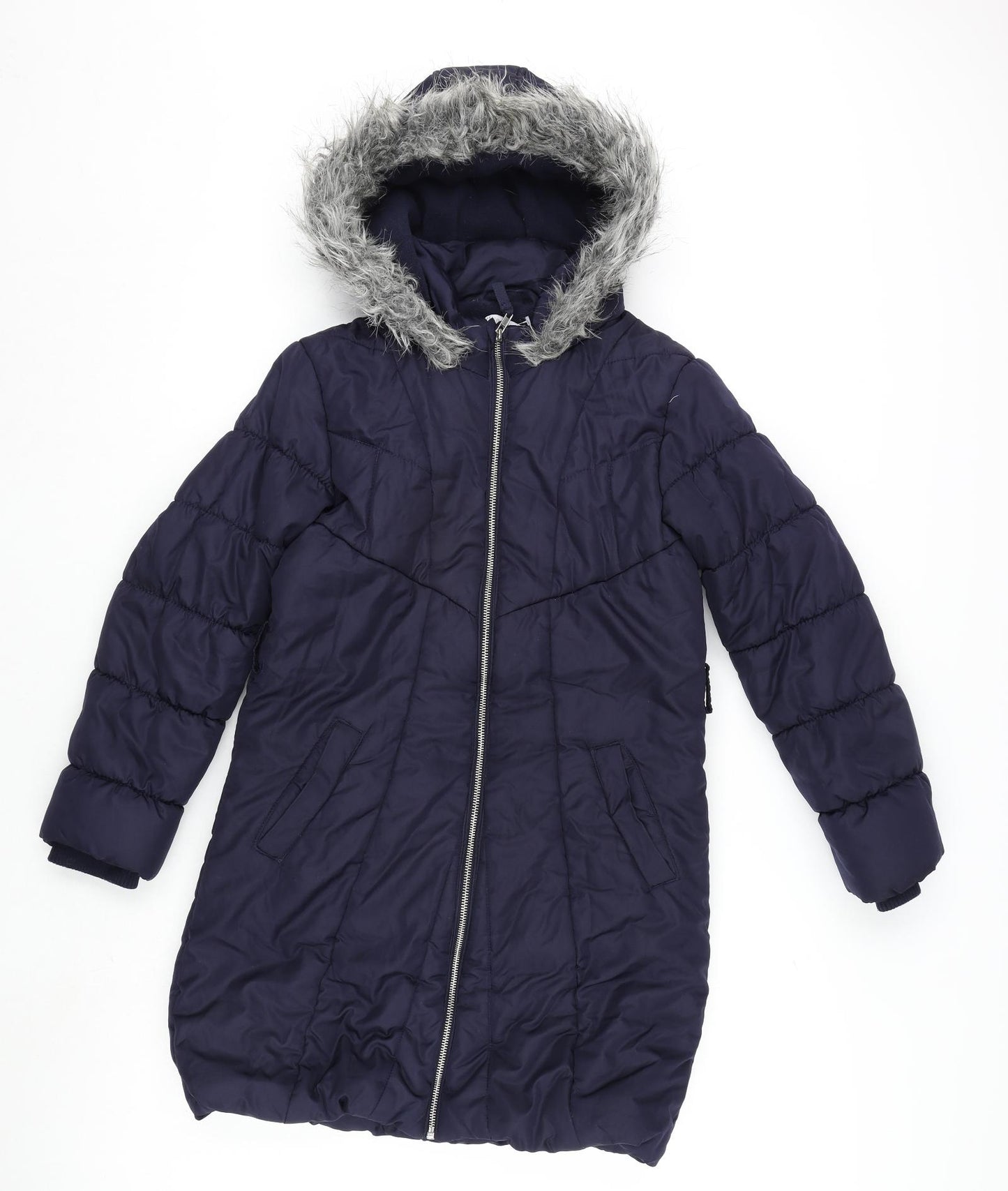 Debenhams Girls Blue Parka Coat Size 11-12 Years Zip