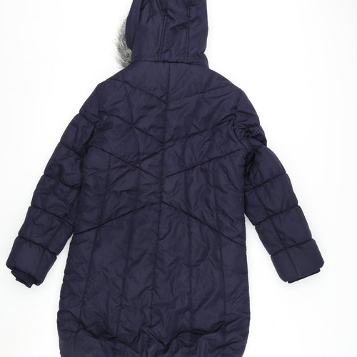 Debenhams Girls Blue Parka Coat Size 11-12 Years Zip
