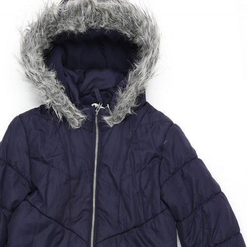Debenhams Girls Blue Parka Coat Size 11-12 Years Zip