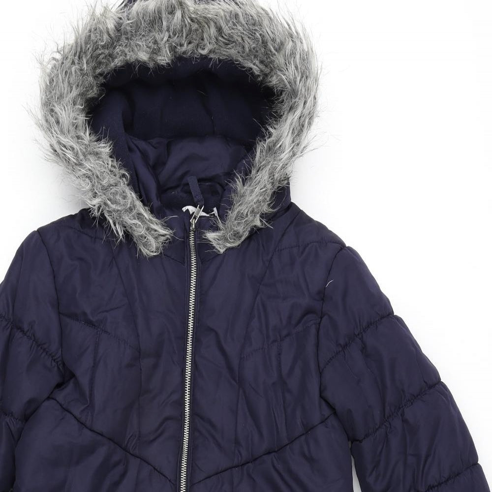 Debenhams Girls Blue Parka Coat Size 11-12 Years Zip