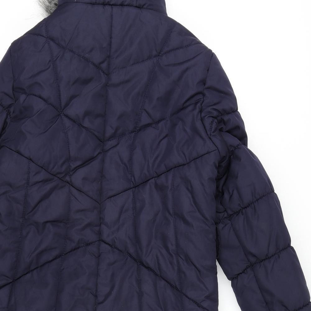 Debenhams Girls Blue Parka Coat Size 11-12 Years Zip