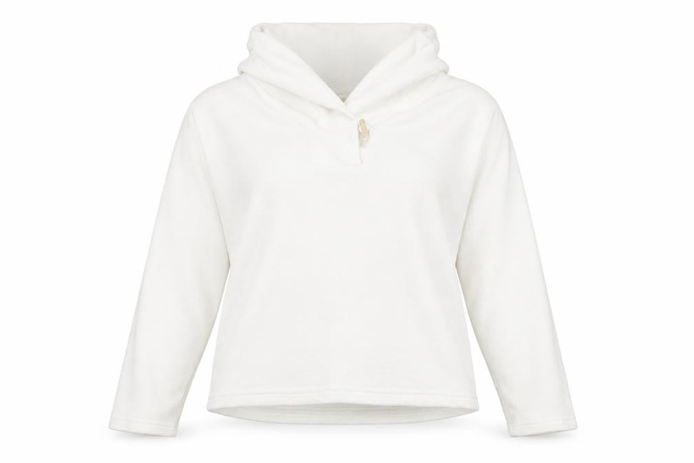 Front view of Cotton Traders women’s white polyester pullover sweatshirt, size UK 14, pullover -, size UK 14-16