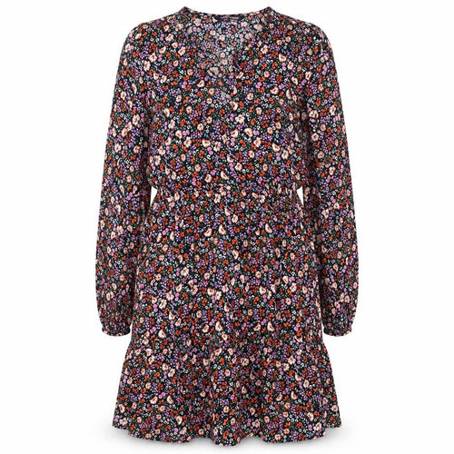 Marks and Spencer Womens Multicoloured Floral Viscose A-Line Size 10 V-Neck Tie
