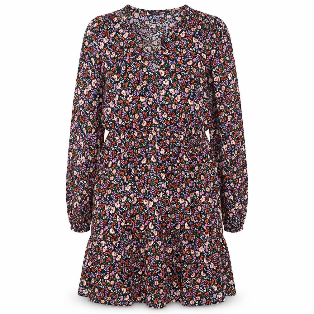 Marks and Spencer Womens Multicoloured Floral Viscose A-Line Size 10 V-Neck Tie