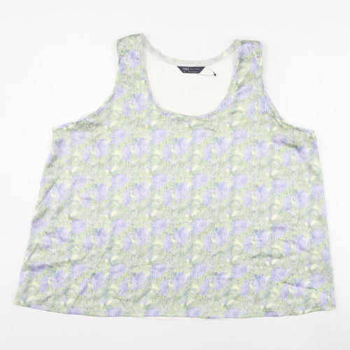 Marks and Spencer Womens Multicoloured Geometric Polyester Basic Tank Size 20 Round Neck