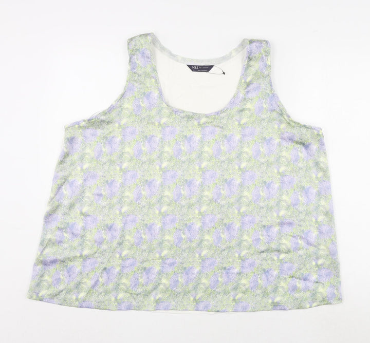 Marks and Spencer Womens Multicoloured Geometric Polyester Basic Tank Size 20 Round Neck