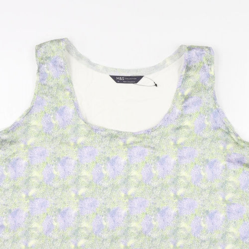 Marks and Spencer Womens Multicoloured Geometric Polyester Basic Tank Size 20 Round Neck