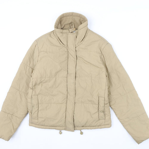 Stradivarius Womens Beige Puffer Jacket Coat Size S Zip