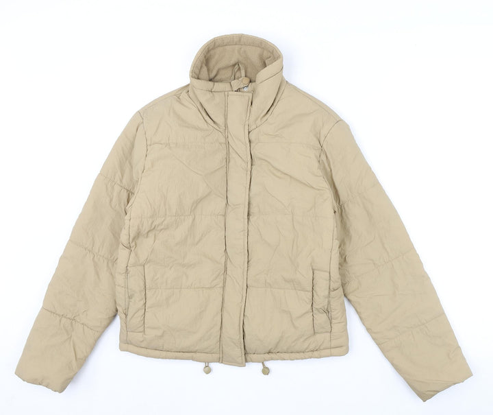 Stradivarius Womens Beige Puffer Jacket Coat Size S Zip