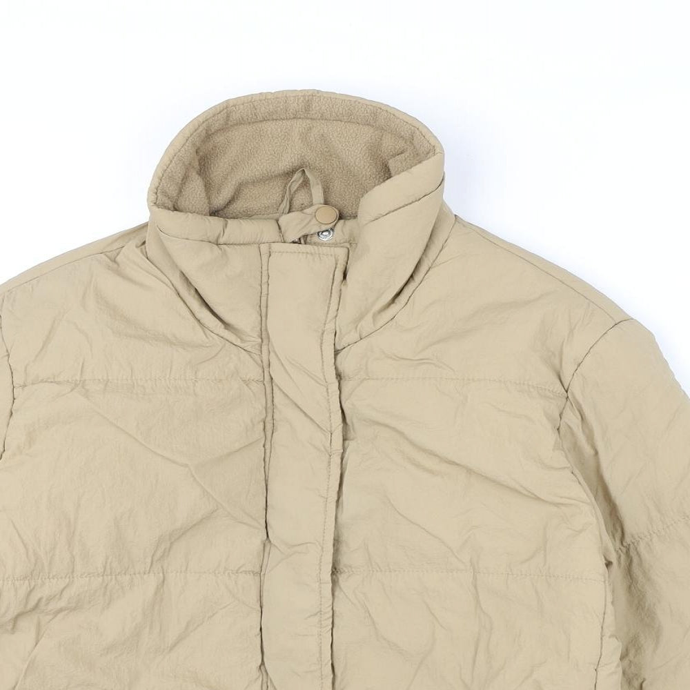 Stradivarius Womens Beige Puffer Jacket Coat Size S Zip