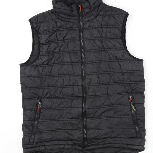 Castle Clothing Mens Black Gilet Coat Size S Zip