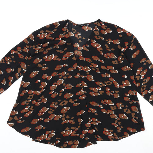 Boohoo Womens Black Animal Print Polyester Kimono Blouse Size 10 V-Neck - Leopard Print