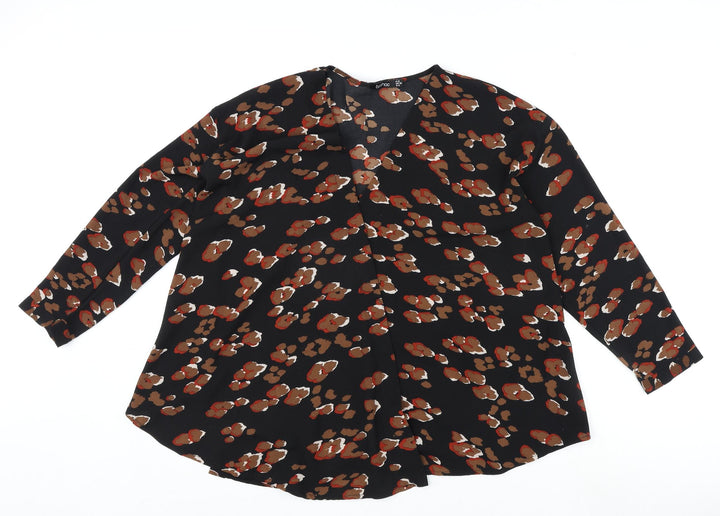 Boohoo Womens Black Animal Print Polyester Kimono Blouse Size 10 V-Neck - Leopard Print