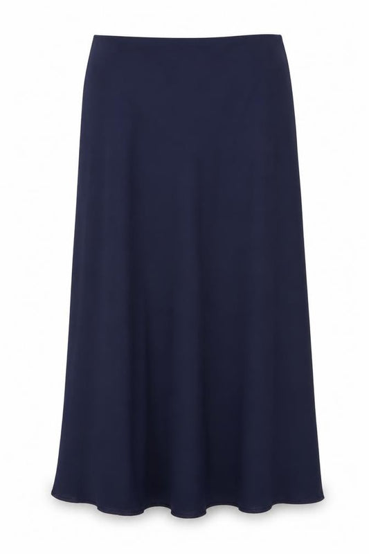 Front view of Ann Harvey women’s blue polyester maxi skirt, size UK 41, in