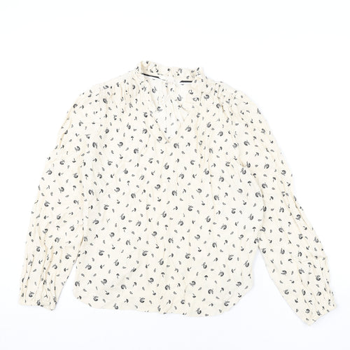 Per Una Womens Ivory Geometric Viscose Basic Blouse Size 8 V-Neck - Frill