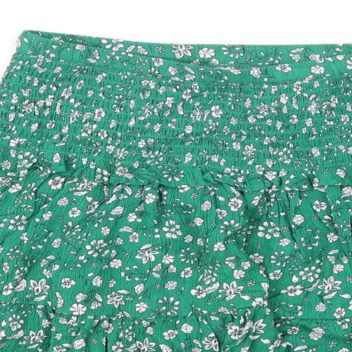 Marks and Spencer Girls Green Floral Polyester Flare Skirt Size 9-10 Years Regular Pull On - Frill