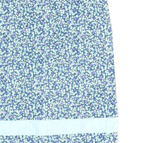Oasis Womens Blue Floral Cotton Straight & Pencil Skirt Size 10 Zip