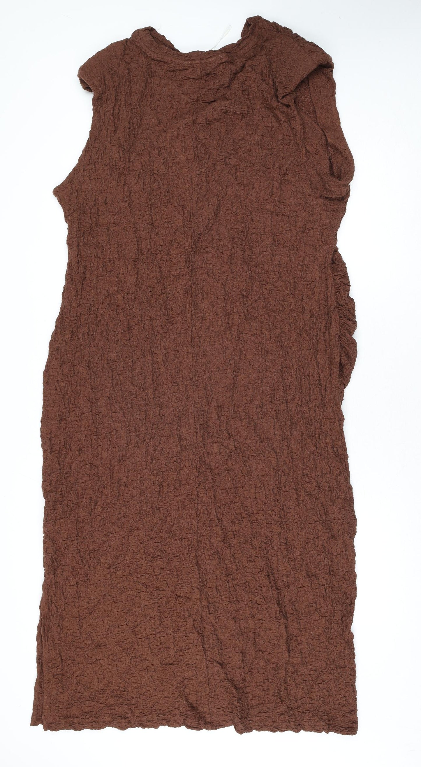 Marks and Spencer Womens Brown Cotton Maxi Size 22 Round Neck Pullover - Textured Shoulder Pads