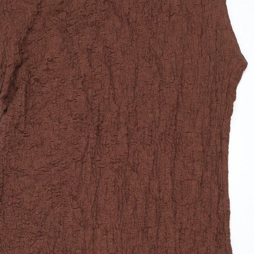 Marks and Spencer Womens Brown Cotton Maxi Size 22 Round Neck Pullover - Textured Shoulder Pads