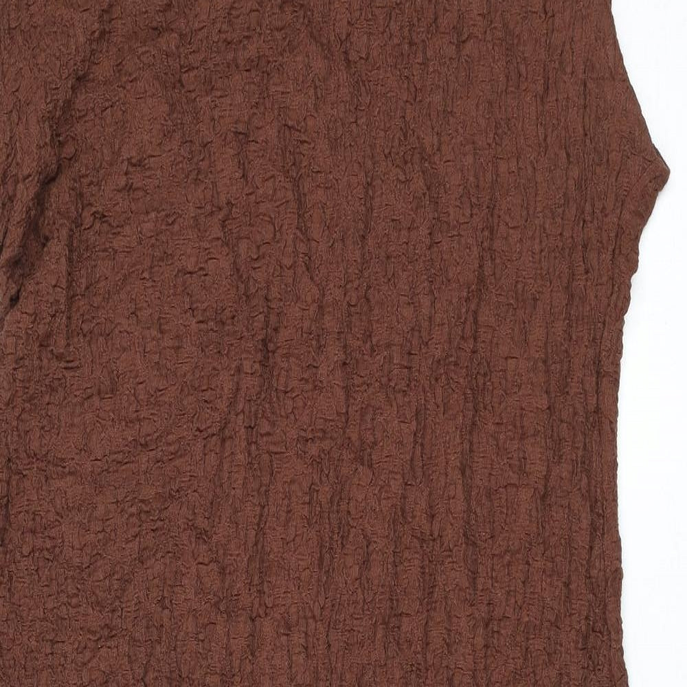 Marks and Spencer Womens Brown Cotton Maxi Size 22 Round Neck Pullover - Textured Shoulder Pads