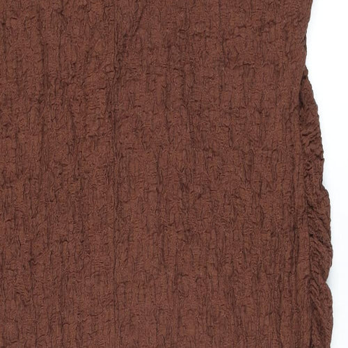 Marks and Spencer Womens Brown Cotton Maxi Size 22 Round Neck Pullover - Textured Shoulder Pads