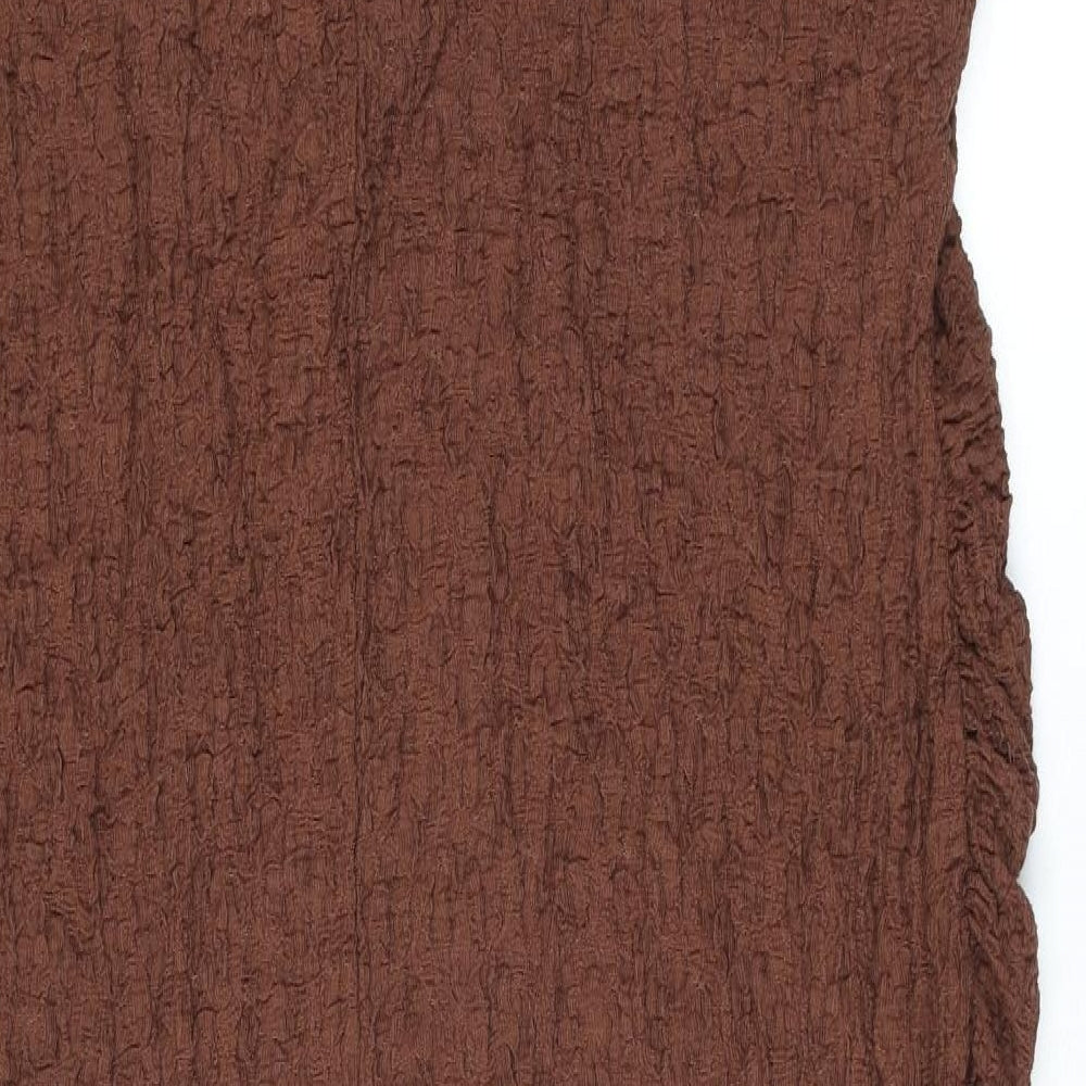 Marks and Spencer Womens Brown Cotton Maxi Size 22 Round Neck Pullover - Textured Shoulder Pads