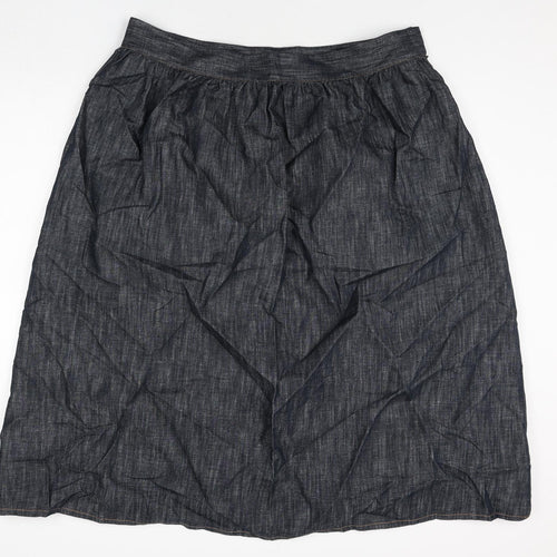 Marks and Spencer Womens Blue Cotton Peasant Skirt Size 20 Zip