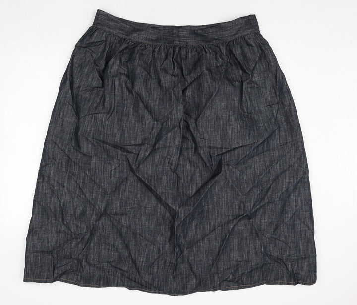 Marks and Spencer Womens Blue Cotton Peasant Skirt Size 20 Zip
