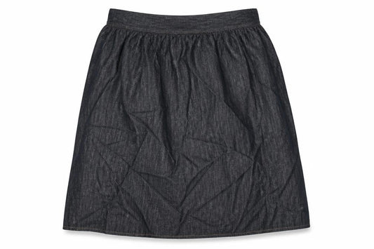 Front view of Marks & Spencer women’s blue cotton peasant skirt, size UK 20, zip