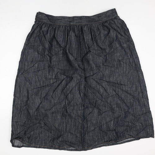 Marks and Spencer Womens Blue Cotton Peasant Skirt Size 20 Zip