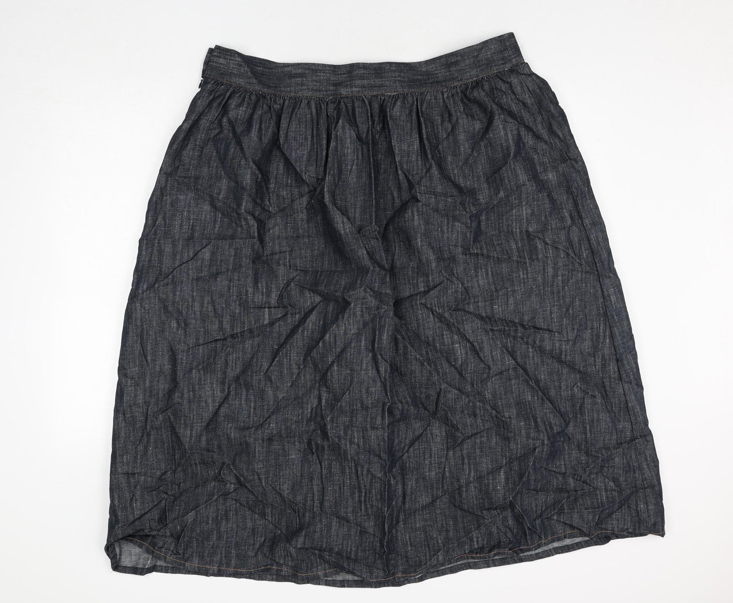 Marks and Spencer Womens Blue Cotton Peasant Skirt Size 20 Zip