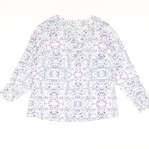 Classic Womens Multicoloured Geometric Polyester Basic Blouse Size 12 V-Neck