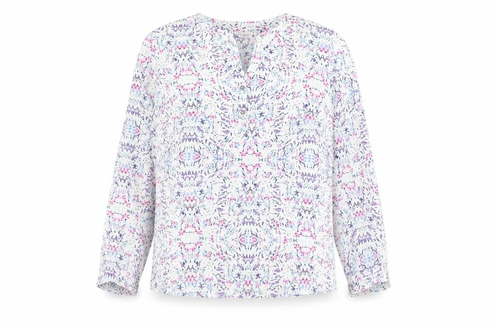 Classics Womens Multicoloured Geometric Polyester Basic Blouse Size 12 V-Neck