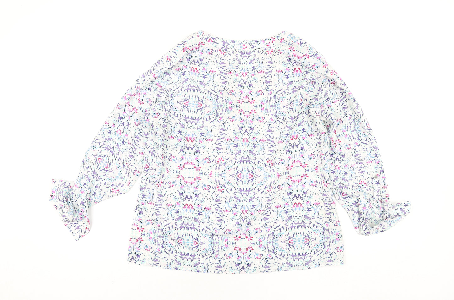Classic Womens Multicoloured Geometric Polyester Basic Blouse Size 12 V-Neck