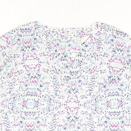 Classic Womens Multicoloured Geometric Polyester Basic Blouse Size 12 V-Neck