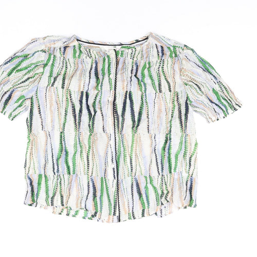 Per Una Womens Multicoloured Geometric Modal Basic Blouse Size 10 Round Neck