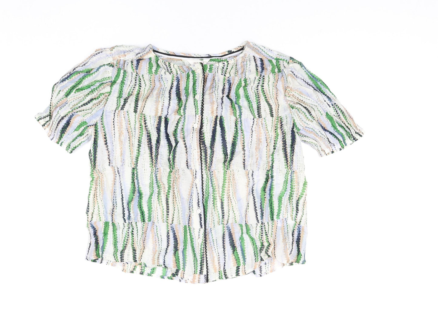 Per Una Womens Multicoloured Geometric Modal Basic Blouse Size 10 Round Neck