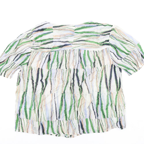 Per Una Womens Multicoloured Geometric Modal Basic Blouse Size 10 Round Neck