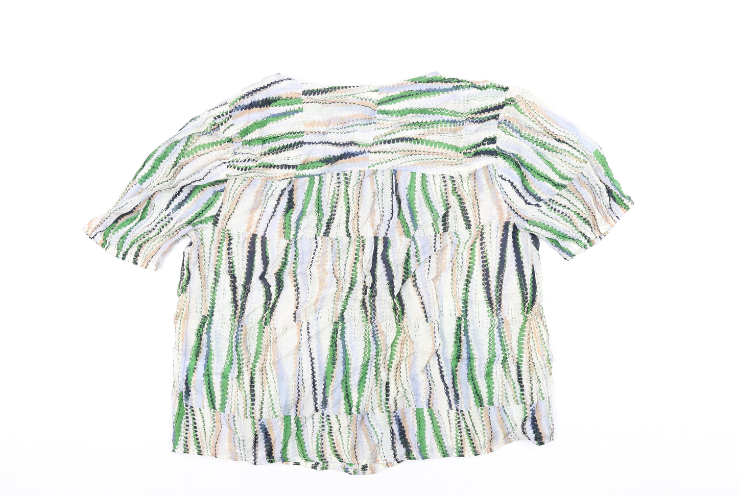 Per Una Womens Multicoloured Geometric Modal Basic Blouse Size 10 Round Neck