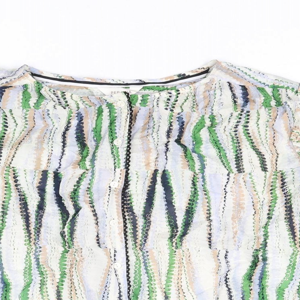Per Una Womens Multicoloured Geometric Modal Basic Blouse Size 10 Round Neck