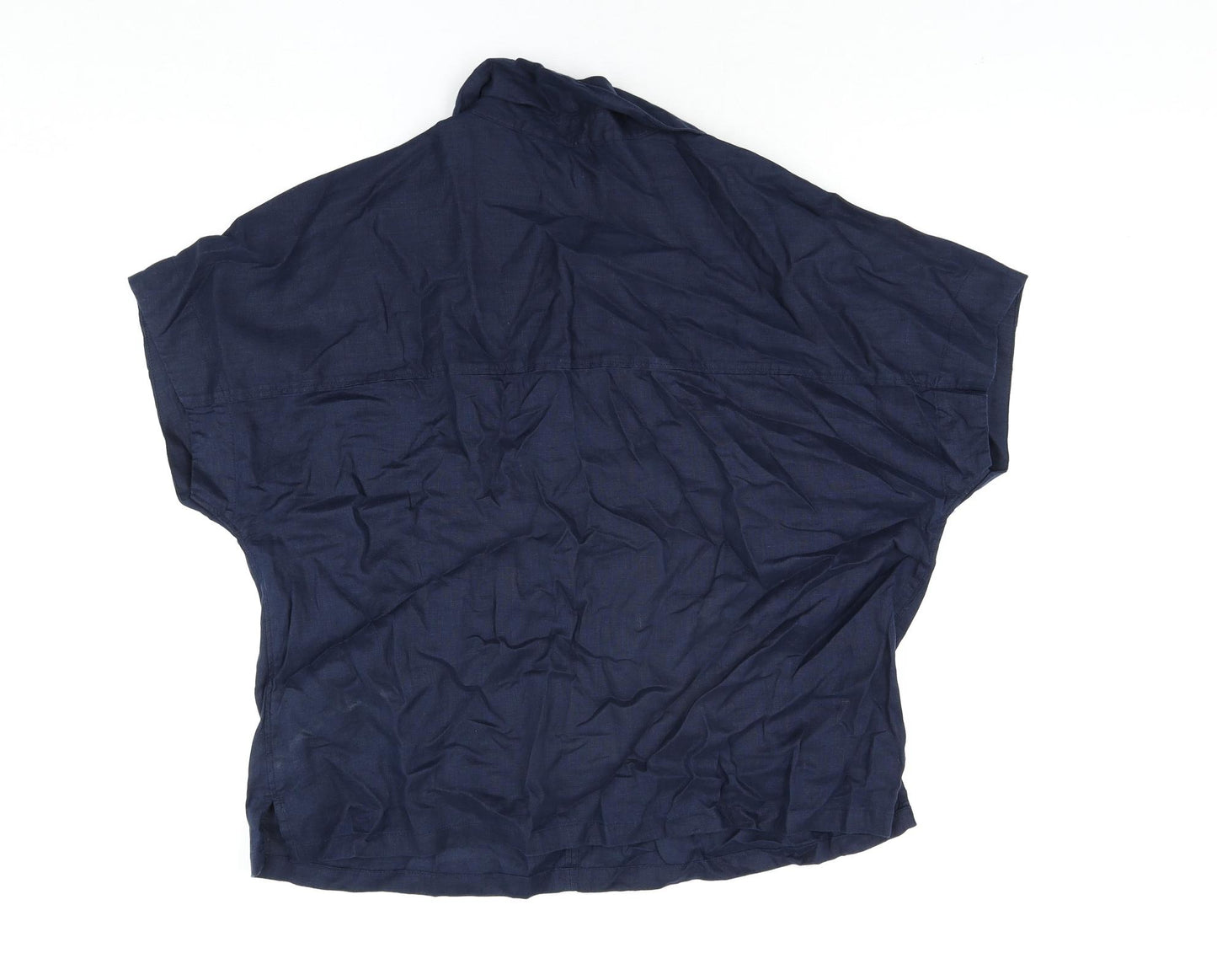 Marks and Spencer Womens Blue Linen Basic Blouse Size 16 Collared