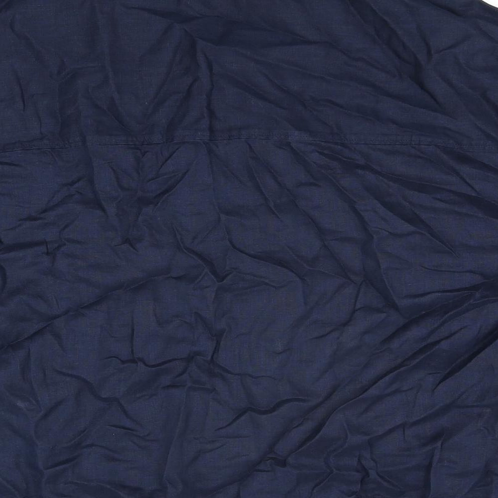 Marks and Spencer Womens Blue Linen Basic Blouse Size 16 Collared