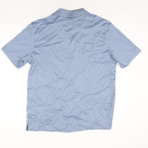 Autograph Mens Blue Cotton Button-Up Size M Collared Button