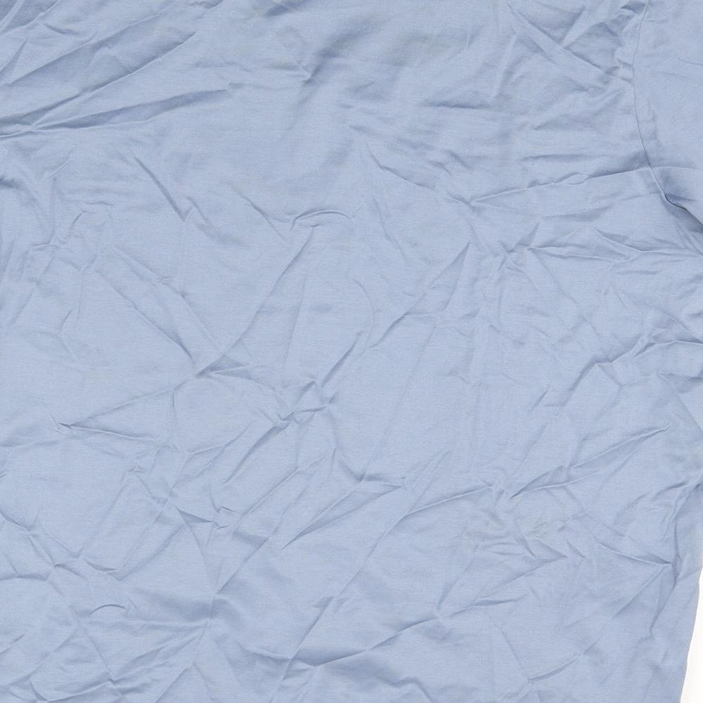 Autograph Mens Blue Cotton Button-Up Size M Collared Button