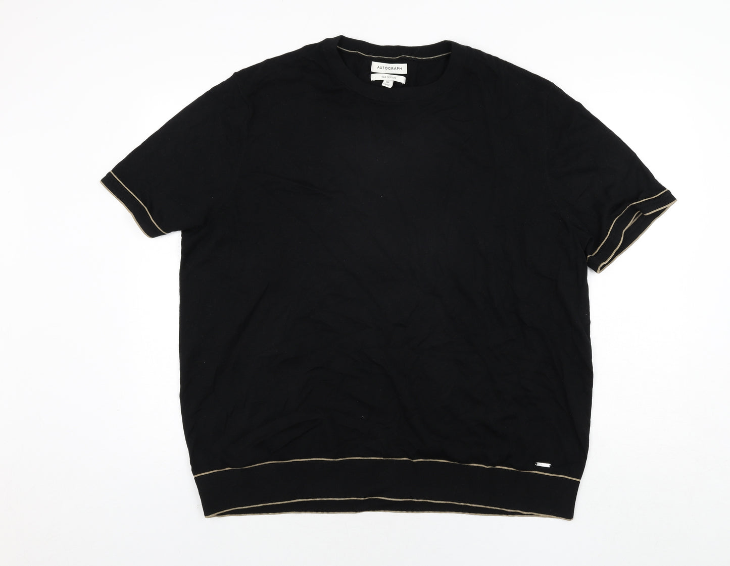 Autograph Mens Black Round Neck Cotton Pullover Jumper Size 3XL Short Sleeve