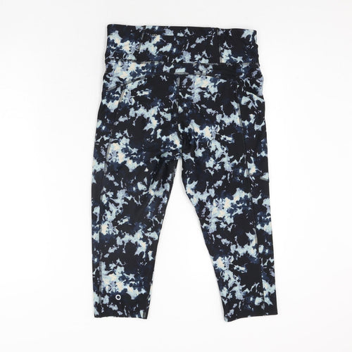 GOODMOVE Womens Blue Geometric Polyester Capri Leggings Size 12 L21 in Regular Drawstring